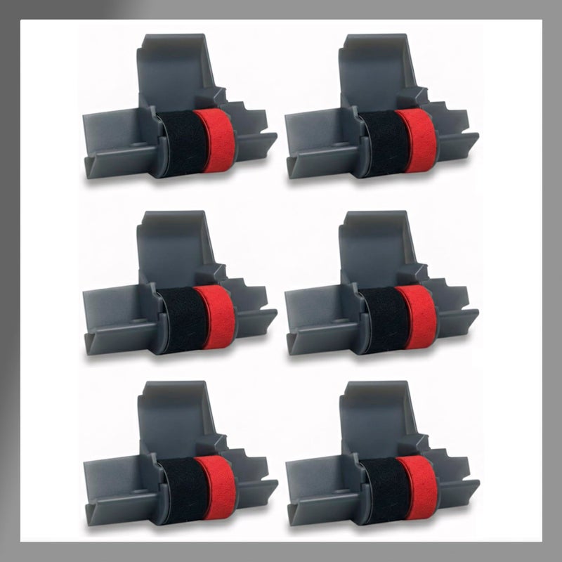 Pokanic IRâ€‘40T Black & Red [6 Pack] Ink Roller Ribbon Cartridge â€“ Dualâ€‘Color Replacement Compatible for CASIO/Canon/Sharp Printing Calculators & Cash Registers (6 Pack) - Image 1
